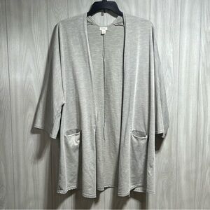 Donni Gray And Beige Open Front Ribbed Cardigan Pockets One Size Fits All Plus